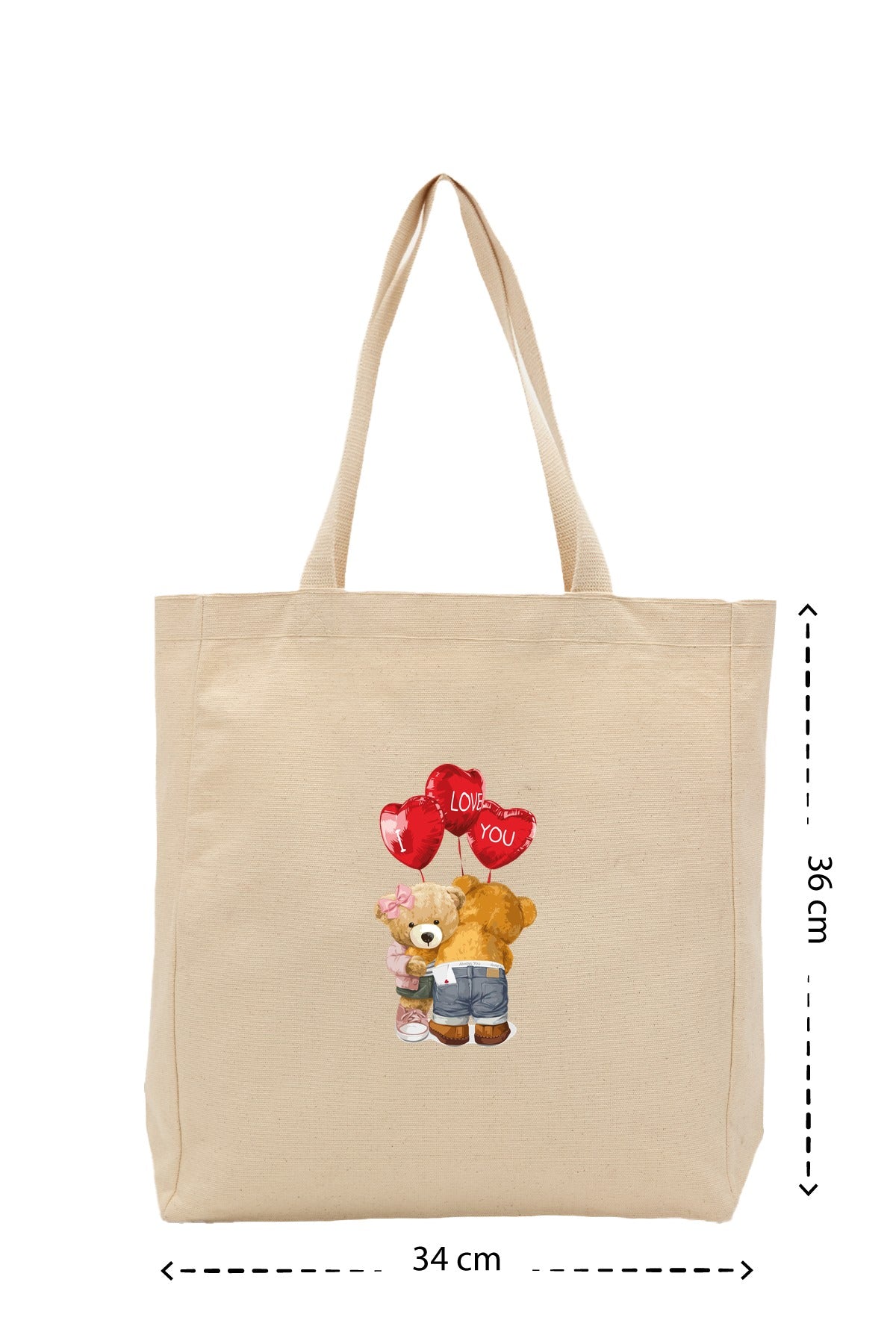 I Love You - Kanvas Çanta - Krem