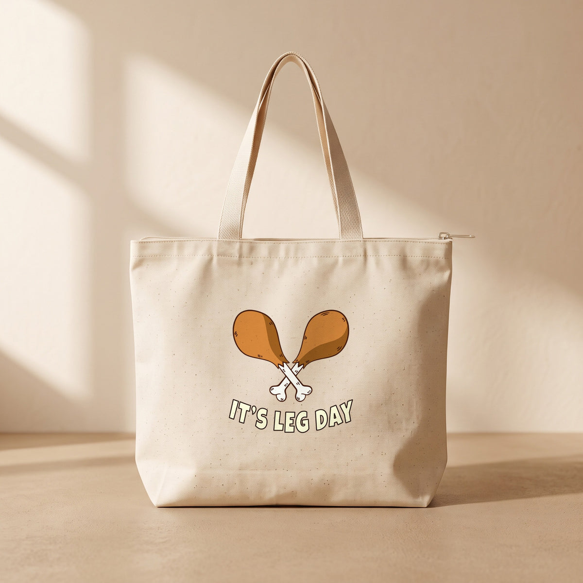 İt's Leg Day - Fermuarlı Tote Bag