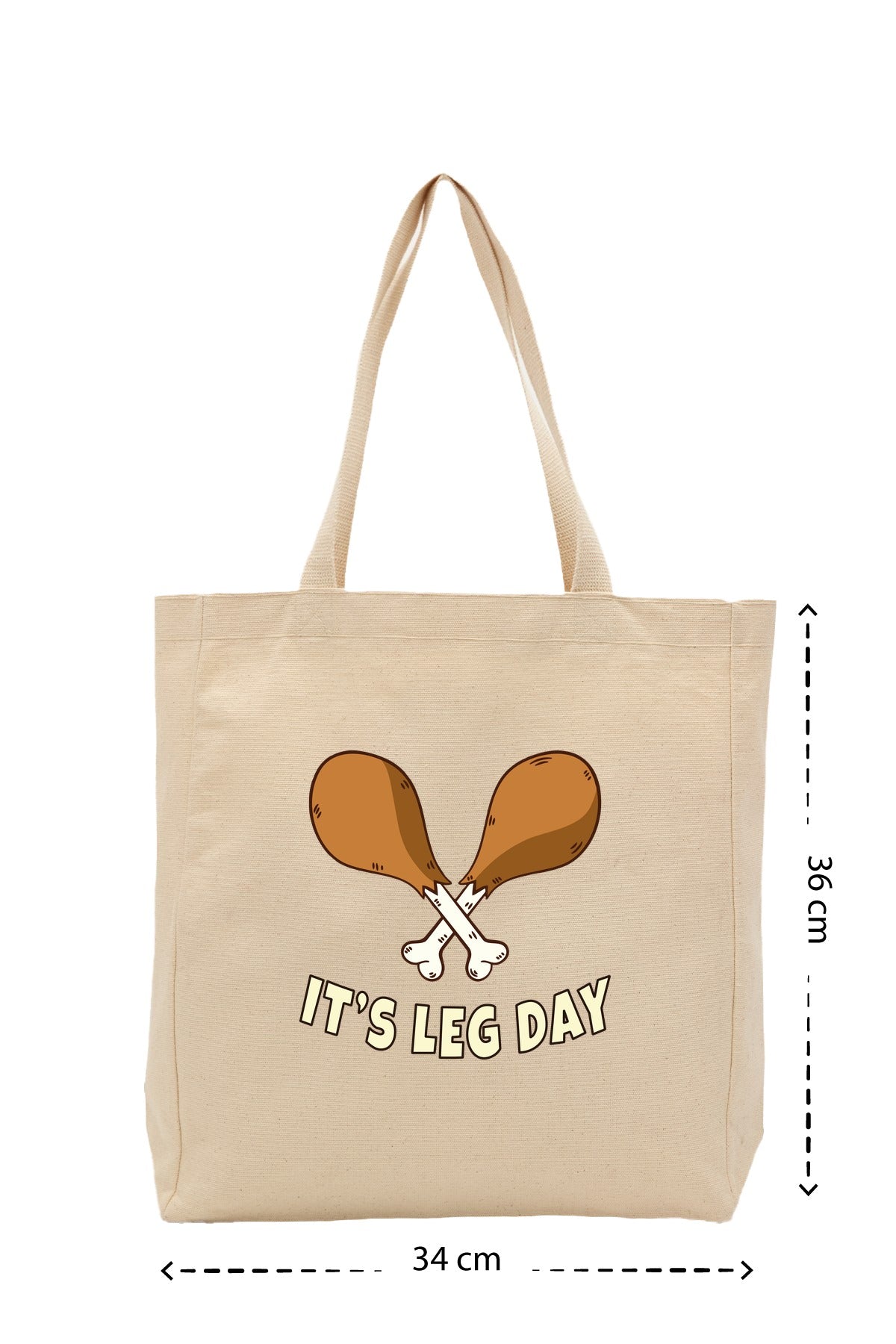 İt's Leg Day - Kanvas Çanta - Krem