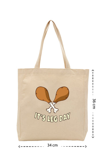 İt's Leg Day - Kanvas Çanta - Krem