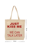 Just Kiss Me - Kanvas Çanta - Krem