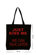 Just Kiss Me - Kanvas Çanta - Siyah