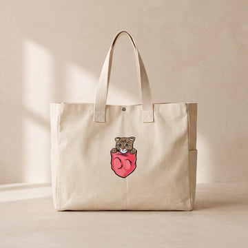 Kedi Cep - Çıtçıtlı Tote Bag