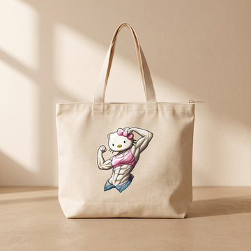 Kitty Gym - Fermuarlı Tote Bag