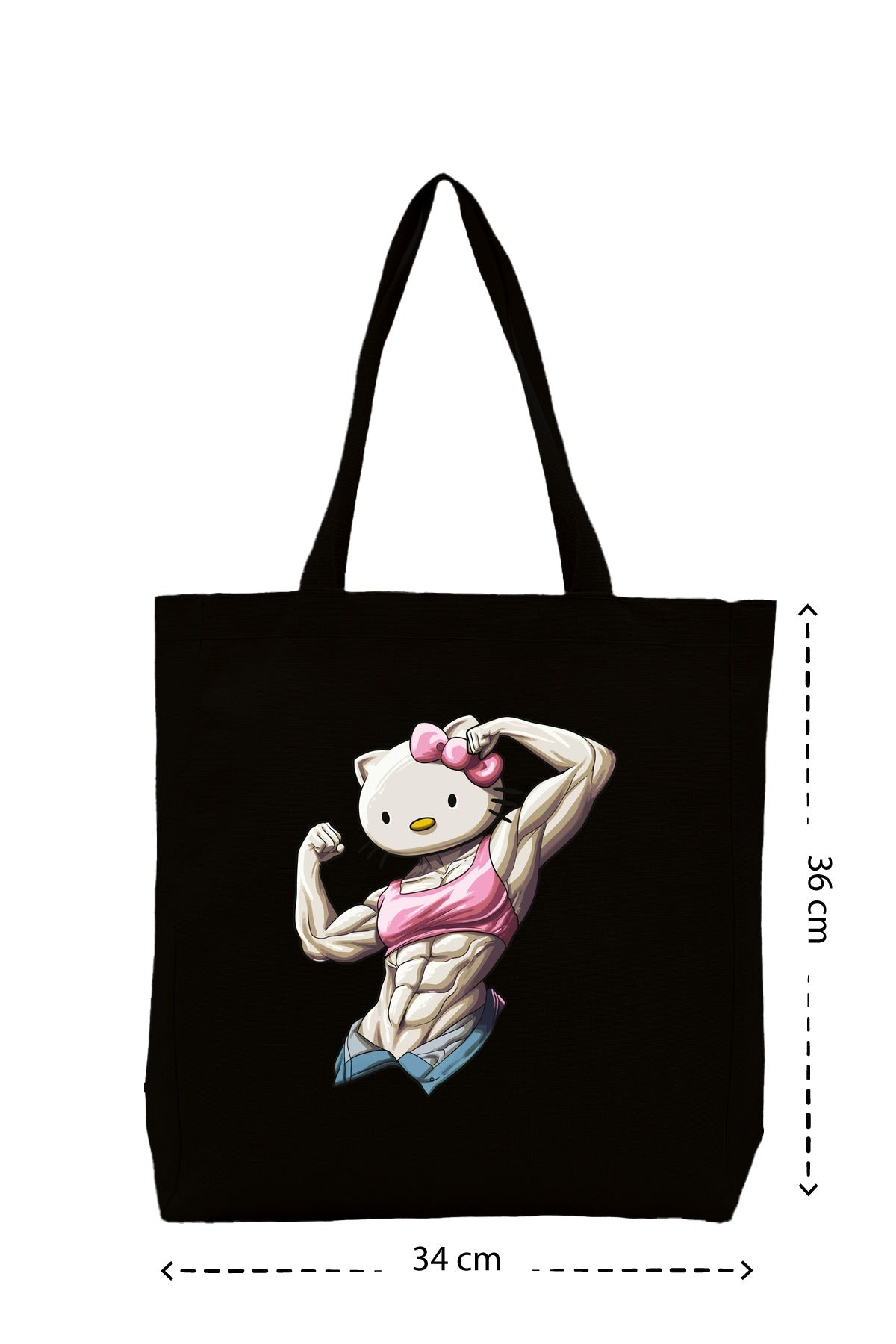 Kitty Gym - Kanvas Çanta - Siyah