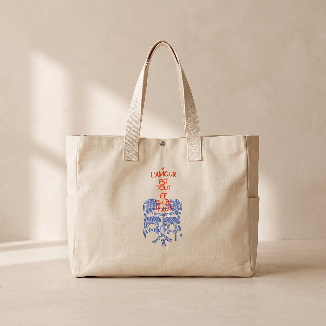 L'AMOUR - Çıtçıtlı Tote Bag
