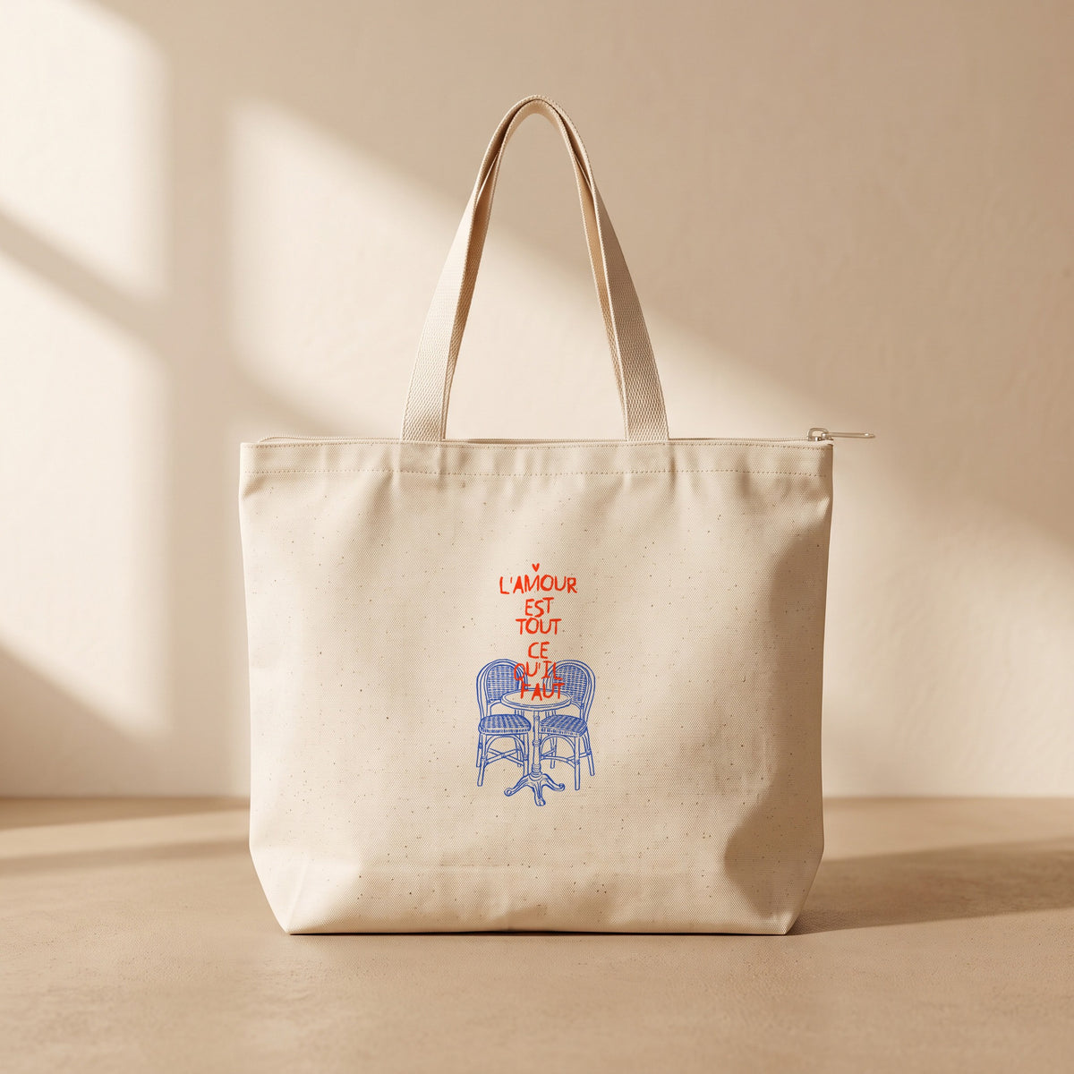 L'AMOUR - Fermuarlı Tote Bag
