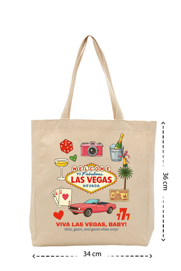 Las Vegas - Kanvas Çanta - Krem