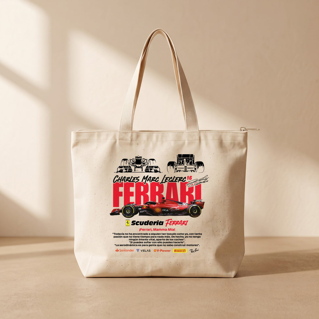 Leclerc Ferrari - Fermuarlı Tote Bag