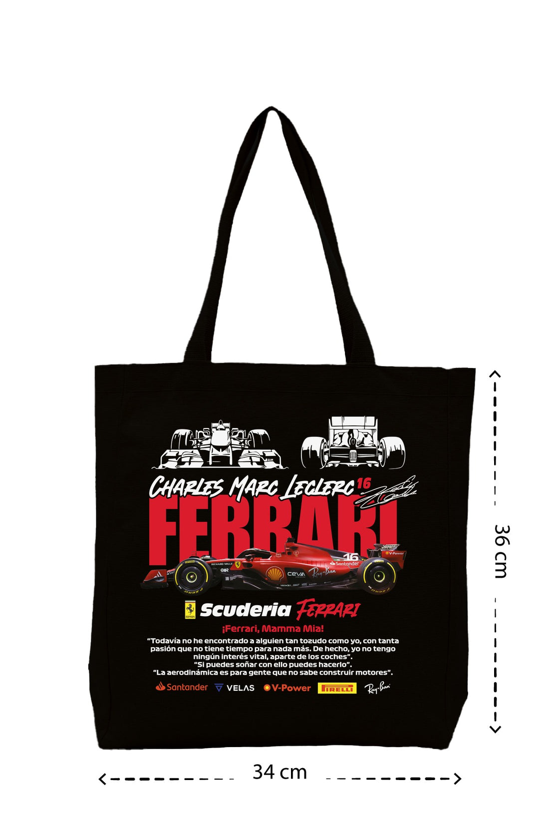 Leclerc Ferrari - Kanvas Çanta - Krem