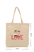Love Bear - Kanvas Çanta - Krem