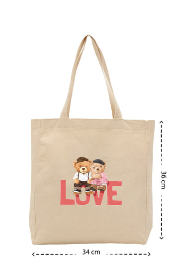 Love Bear - Kanvas Çanta - Krem