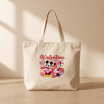 Love Minnie&Mickey - Fermuarlı Tote Bag
