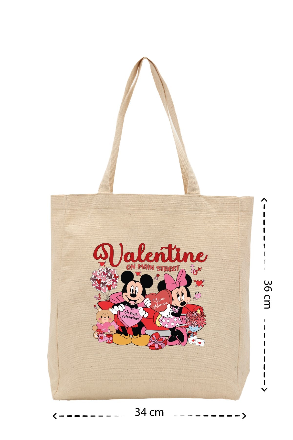Love Minnie&Mickey - Kanvas Çanta - Krem