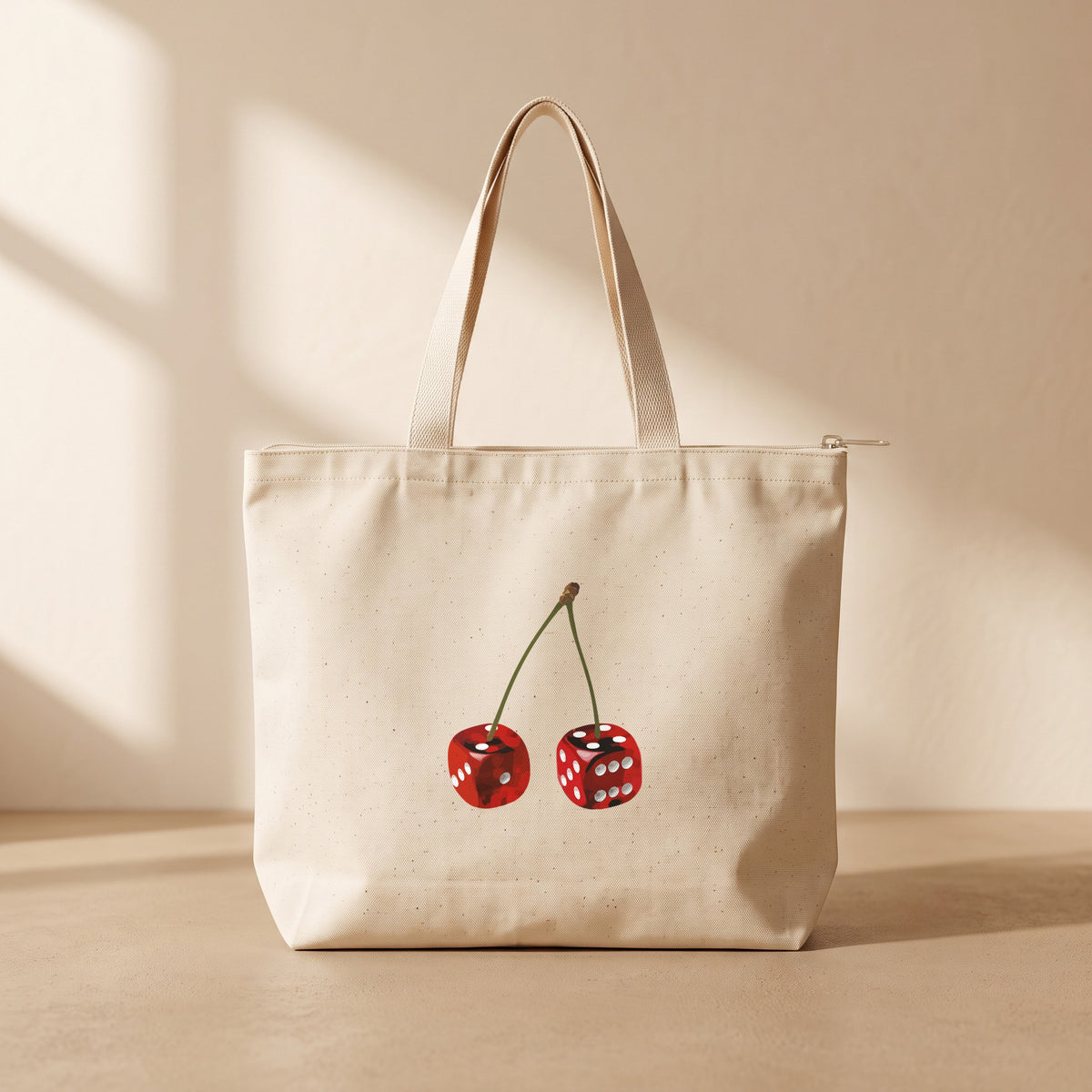 Lucky Cherry - Fermuarlı Tote Bag
