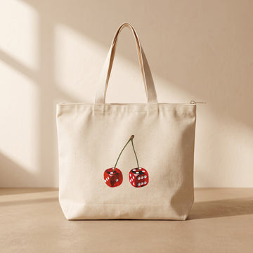 Lucky Cherry - Fermuarlı Tote Bag