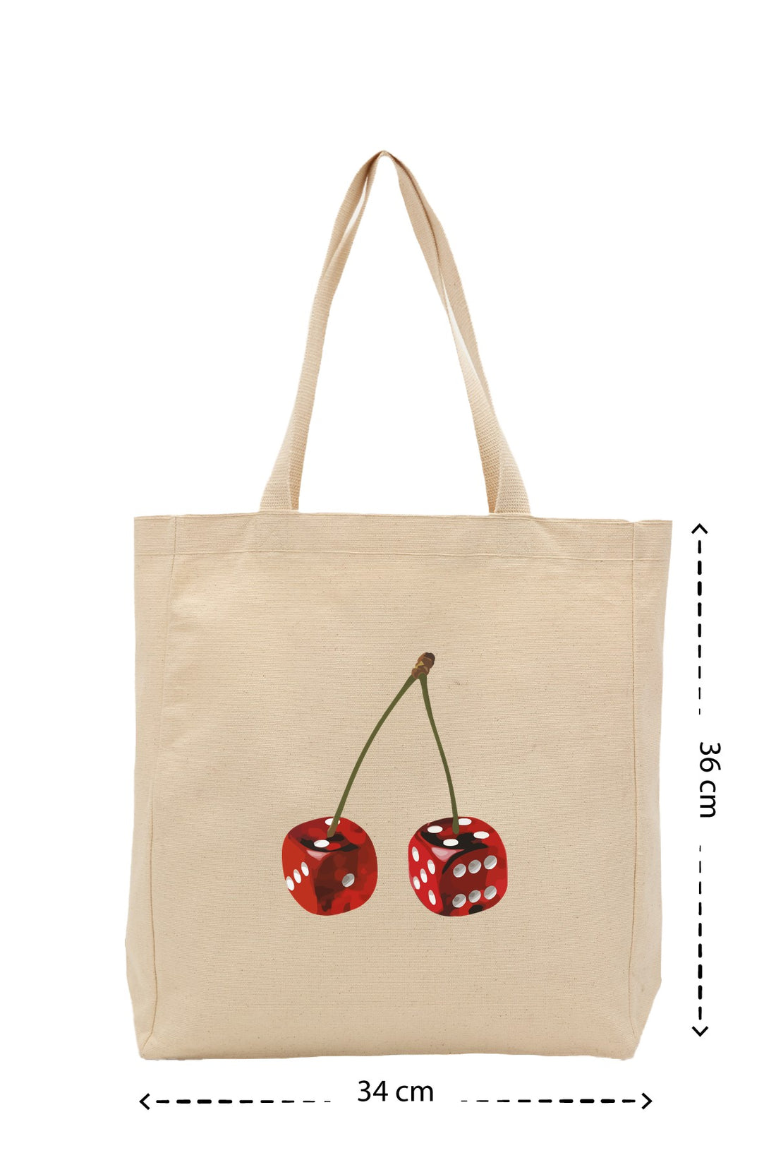 Lucky Cherry - Kanvas Çanta - Krem