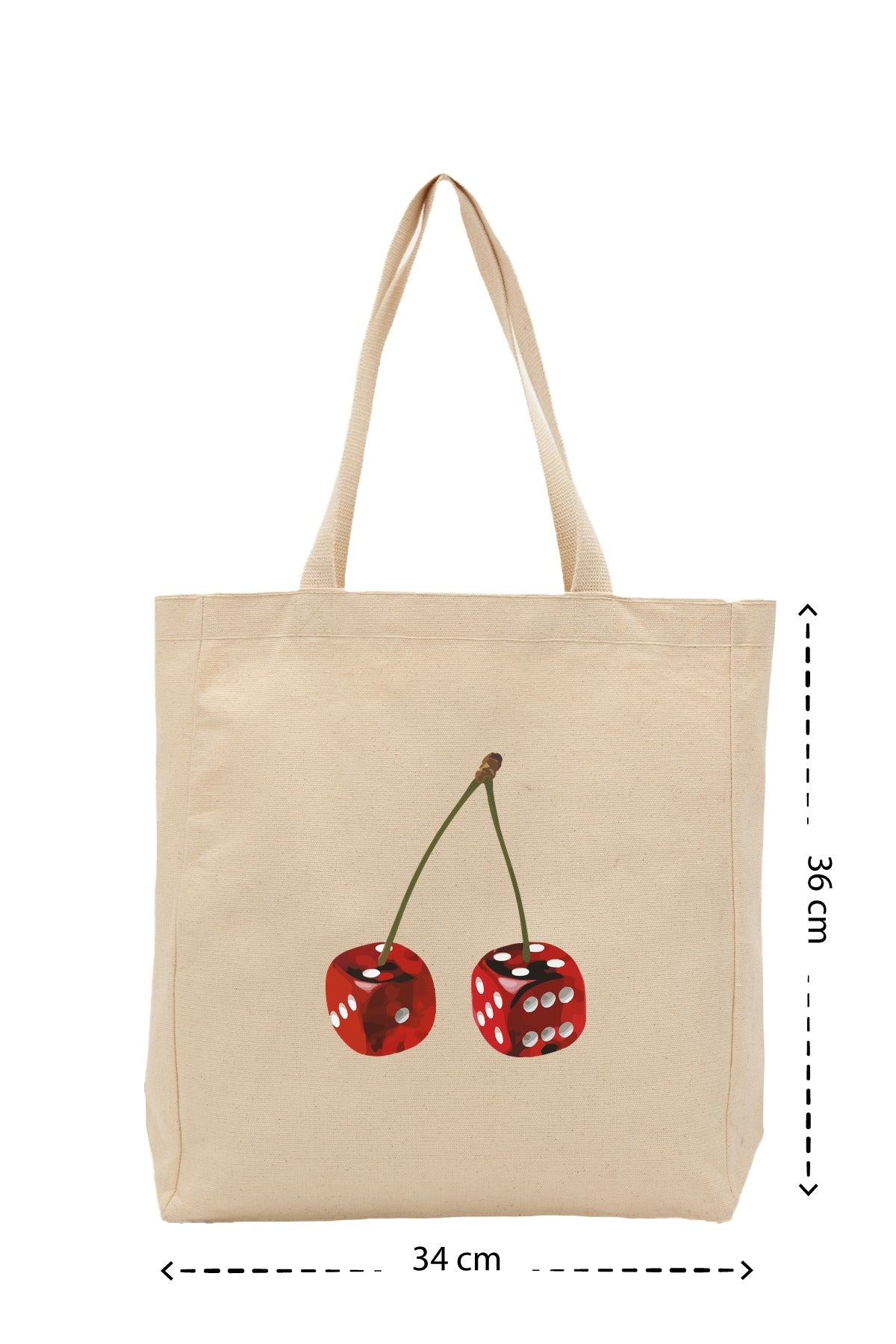 Lucky Cherry - Kanvas Çanta - Krem