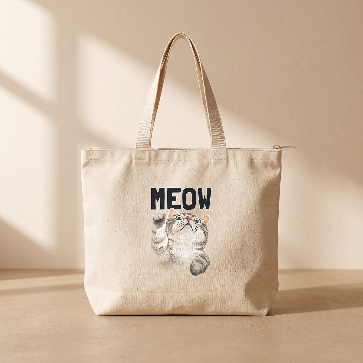 Meow - Fermuarlı Tote Bag