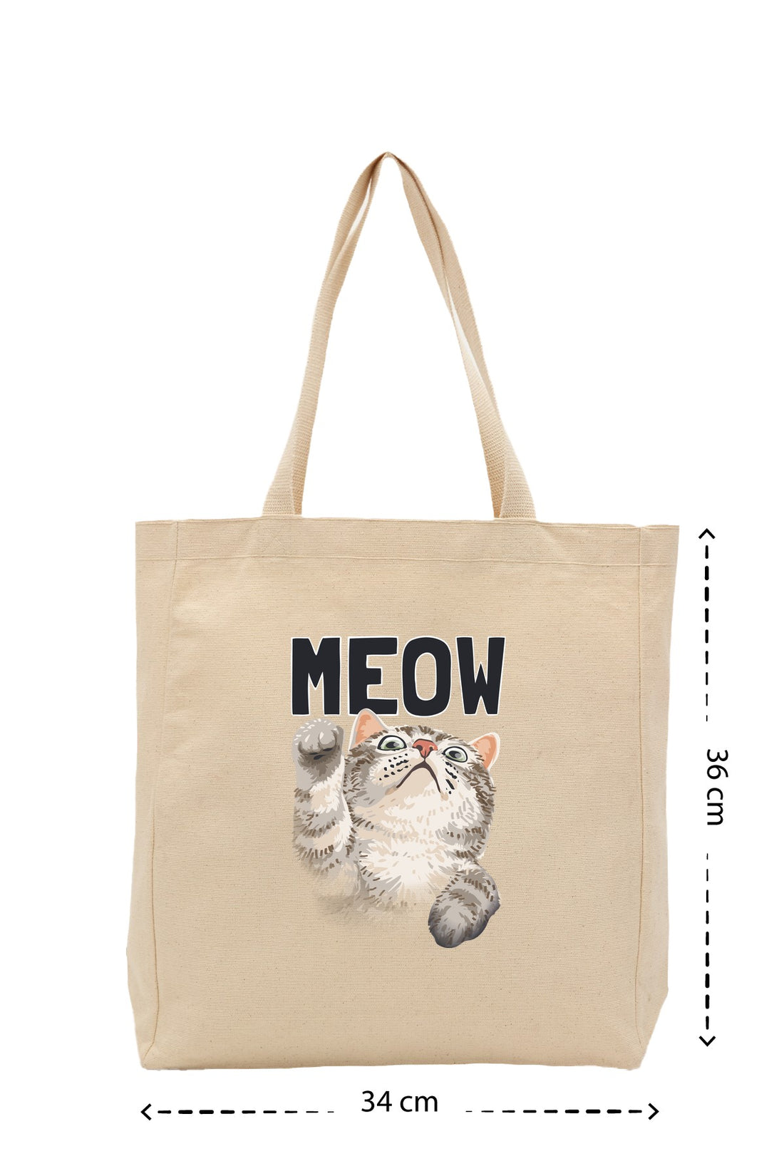 Meow - Kanvas Çanta - Krem