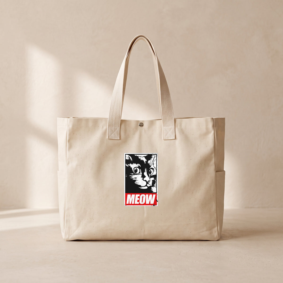 Meow Sticker - Çıtçıtlı Tote Bag