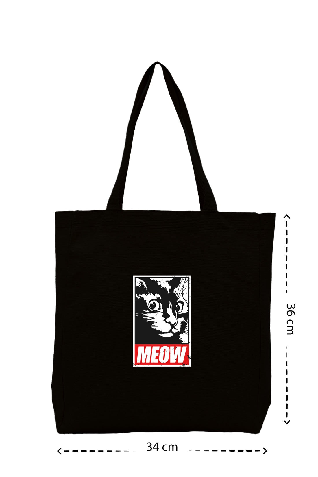 Meow Sticker - Kanvas Çanta - Krem