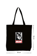 Meow Sticker - Kanvas Çanta - Siyah