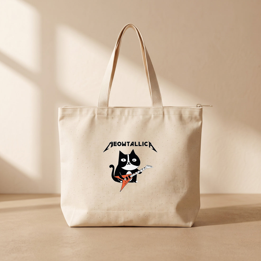 Meowtallica - Fermuarlı Tote Bag