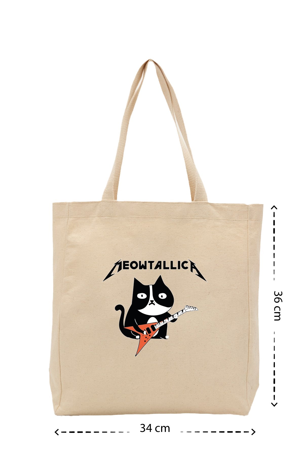 Meowtallica - Kanvas Çanta - Krem