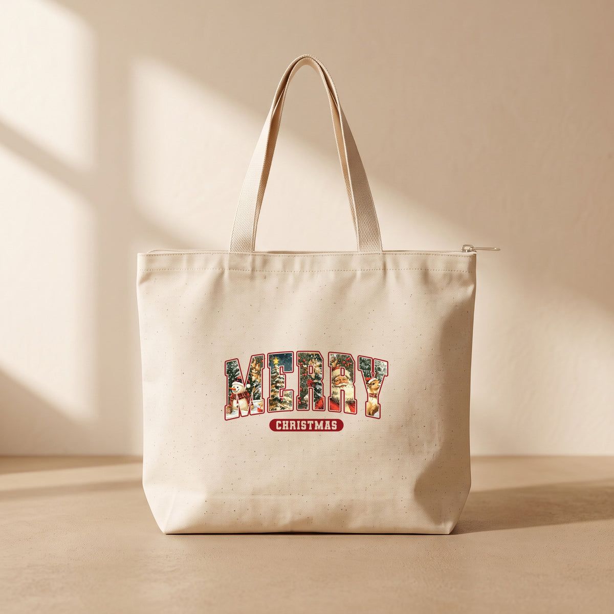 Merry Christmas - Fermuarlı Tote Bag