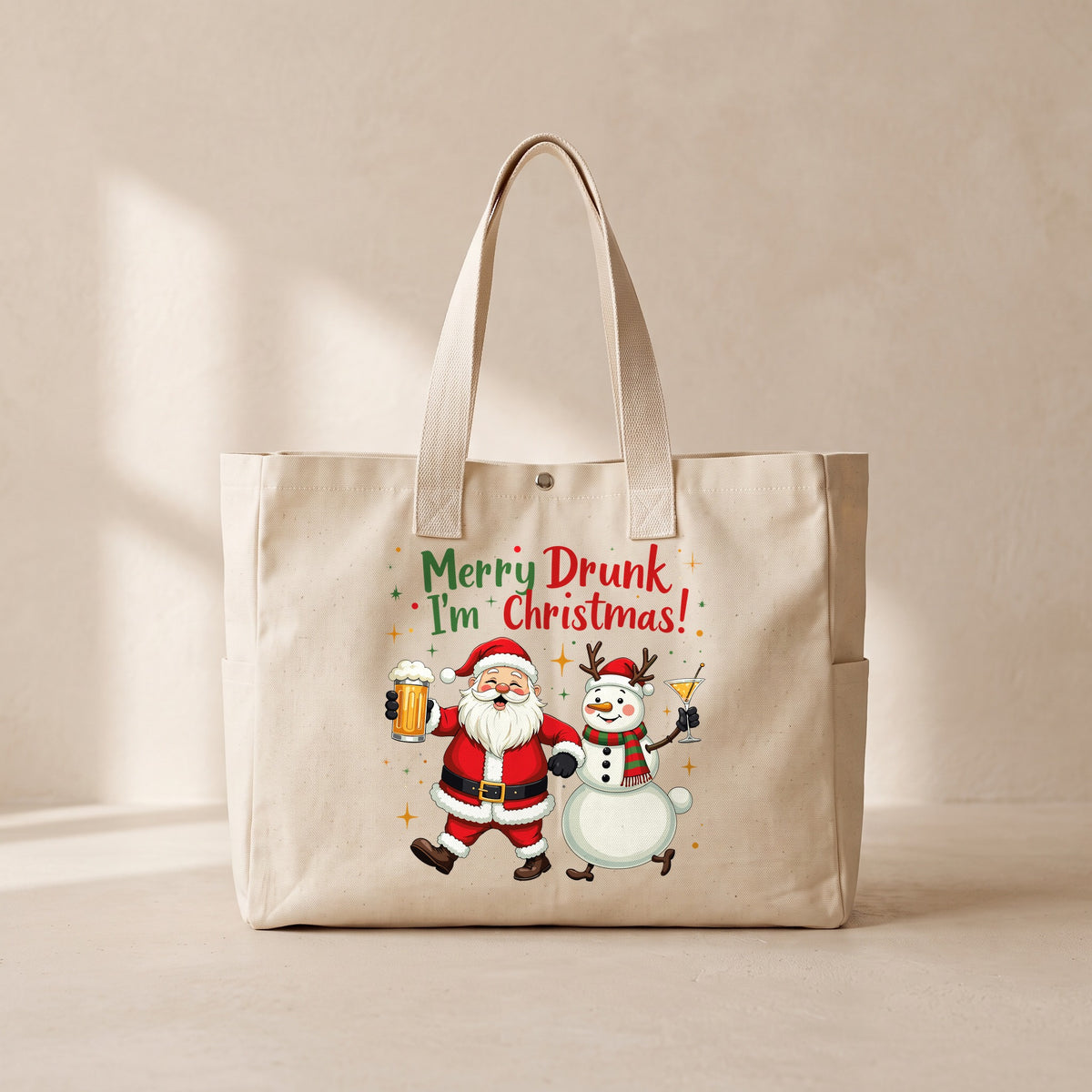 Merry Drunk I'm Christmas - Çıtçıtlı Tote Bag