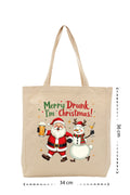 Merry Drunk I'm Christmas - Kanvas Çanta - Krem