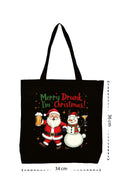 Merry Drunk I'm Christmas - Kanvas Çanta - Siyah