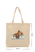 Money Bear - Kanvas Çanta - Krem