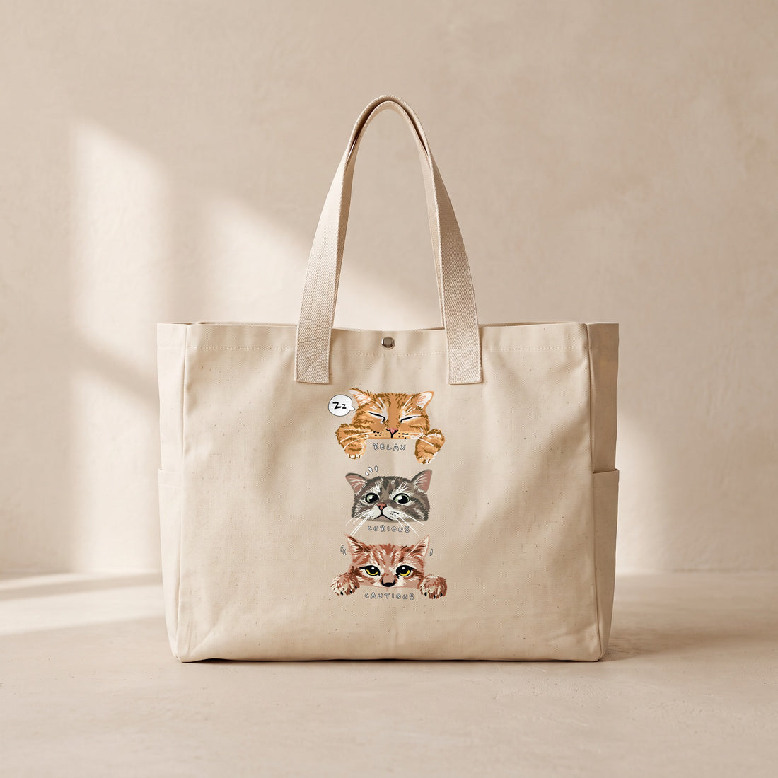 Mood Kedi - Çıtçıtlı Tote Bag