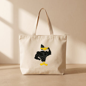 Muscle Duck - Fermuarlı Tote Bag