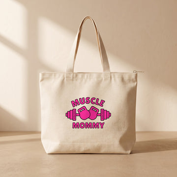 Muscle Mommy - Fermuarlı Tote Bag