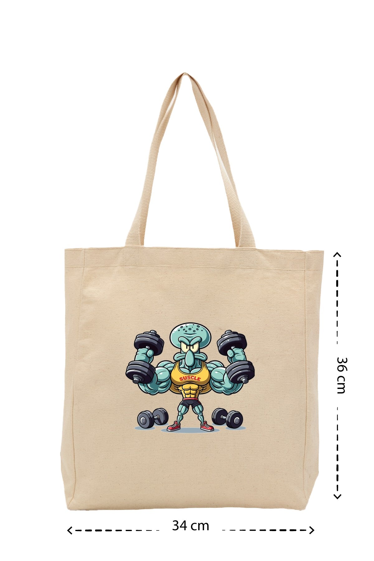 Muscle squidward - Kanvas Çanta - Krem
