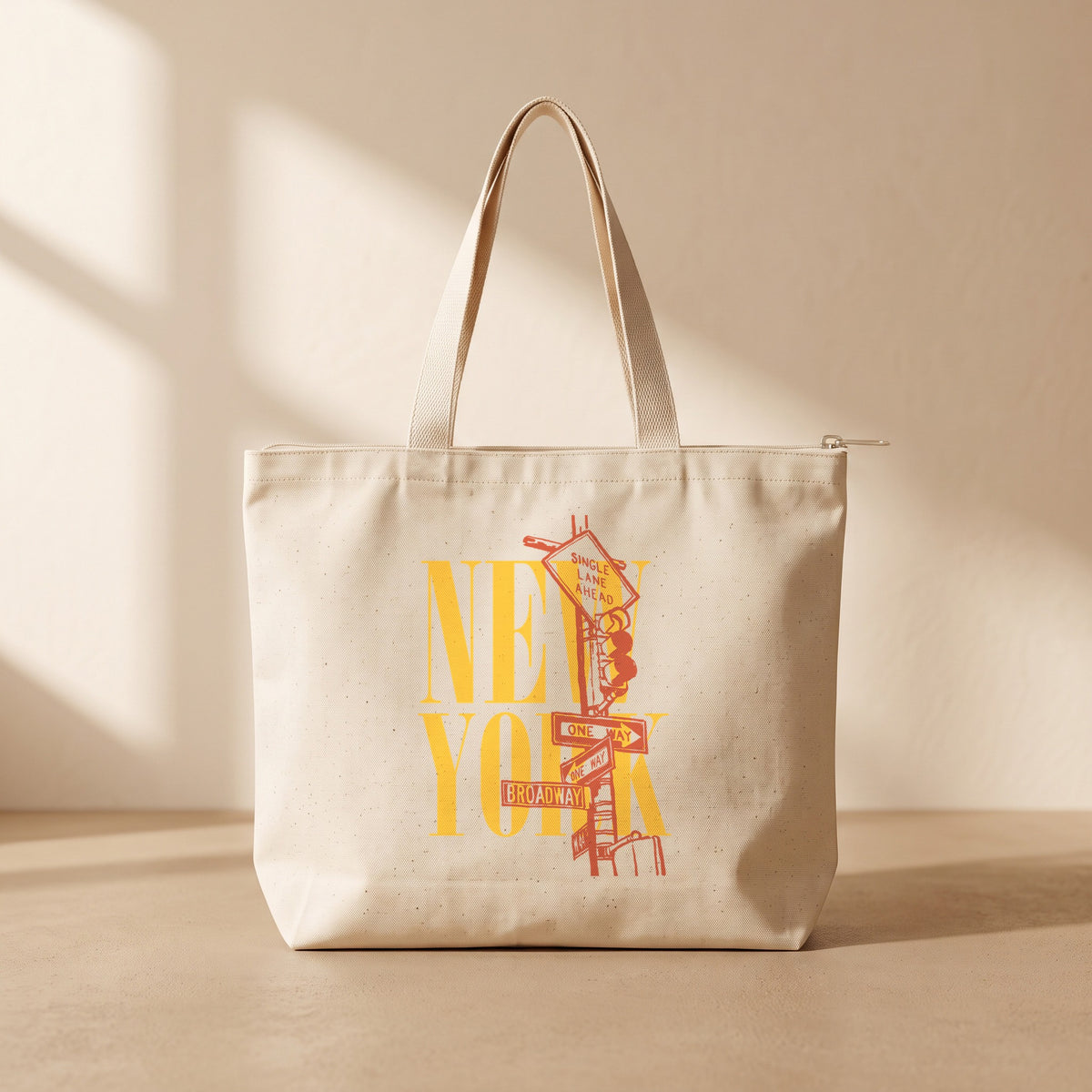 NewYork - Fermuarlı Tote Bag