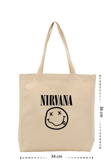 Nirvana - Kanvas Çanta - Krem