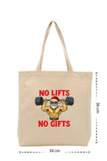 No Lift No Gift - Kanvas Çanta - Krem