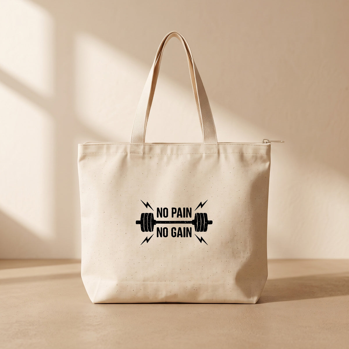 No pain No gain - Fermuarlı Tote Bag