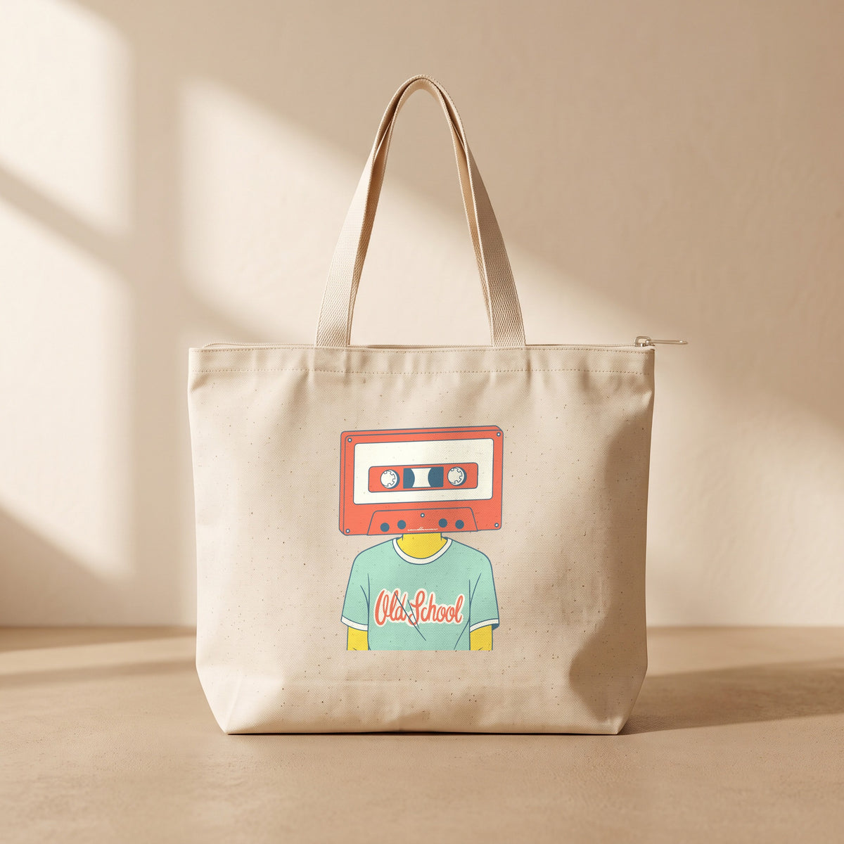 Old School - Fermuarlı Tote Bag