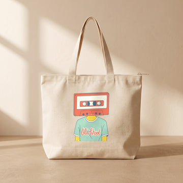 Old School - Fermuarlı Tote Bag