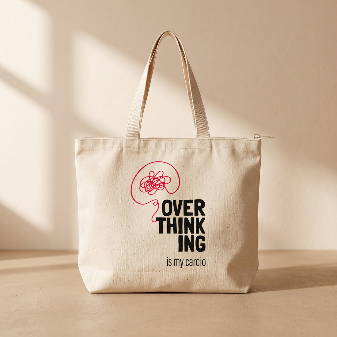 Overthink Cardio - Fermuarlı Tote Bag