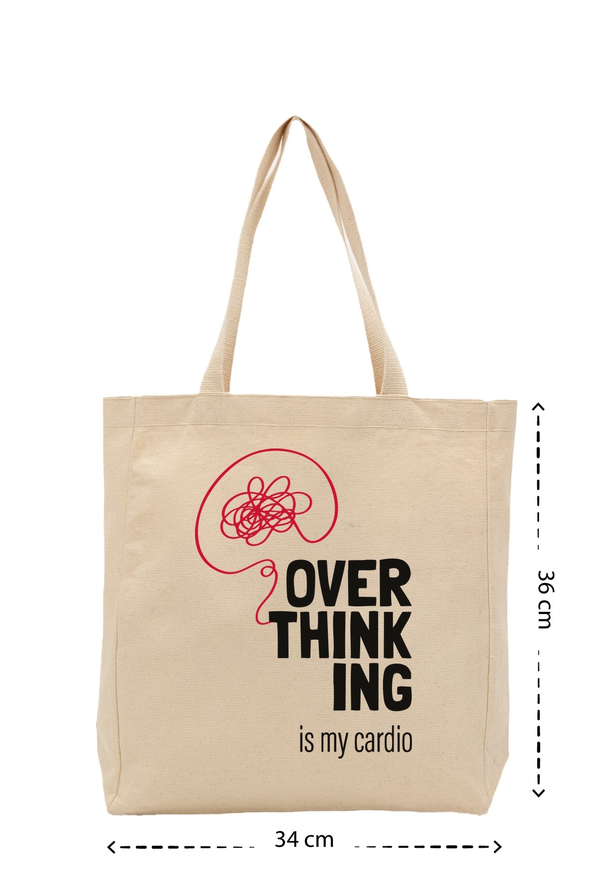 Overthink Cardio - Kanvas Çanta - Krem
