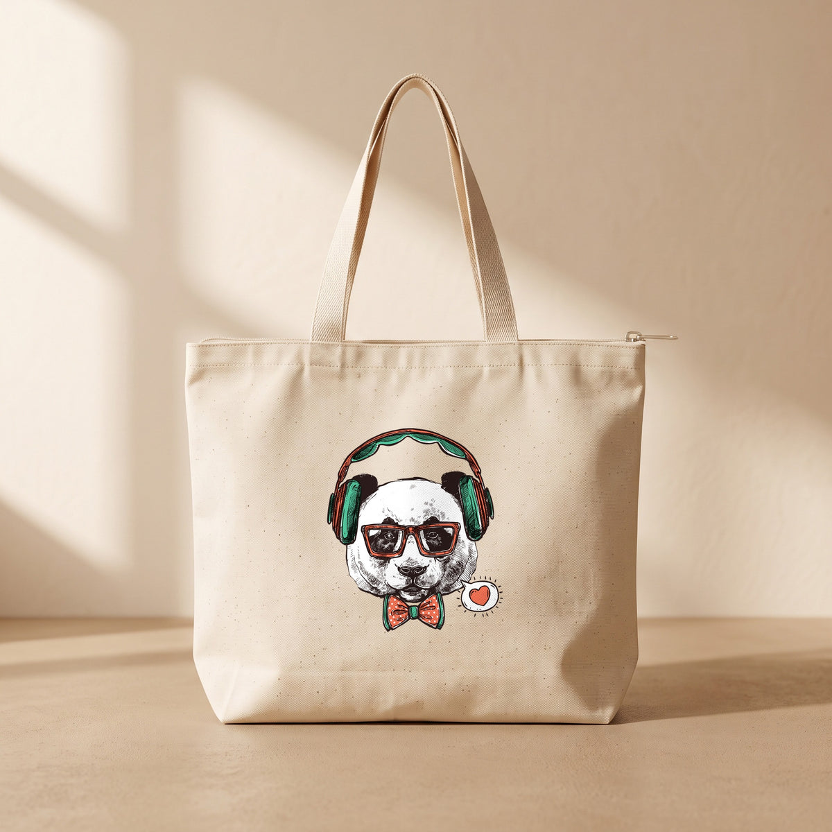 Panda - Fermuarlı Tote Bag