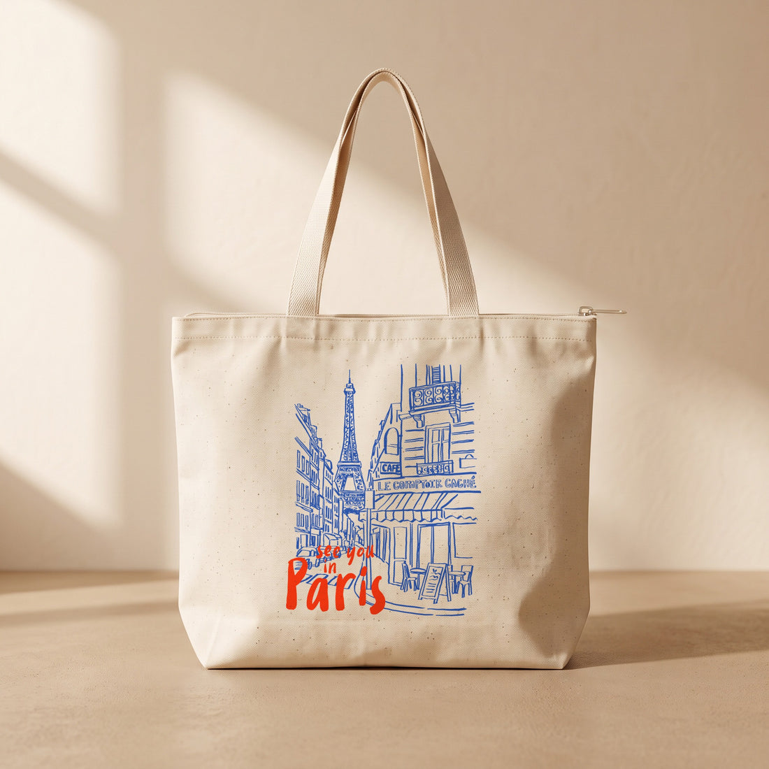 Paris - Fermuarlı Tote Bag