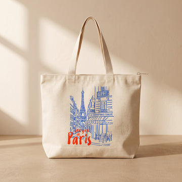 Paris - Fermuarlı Tote Bag