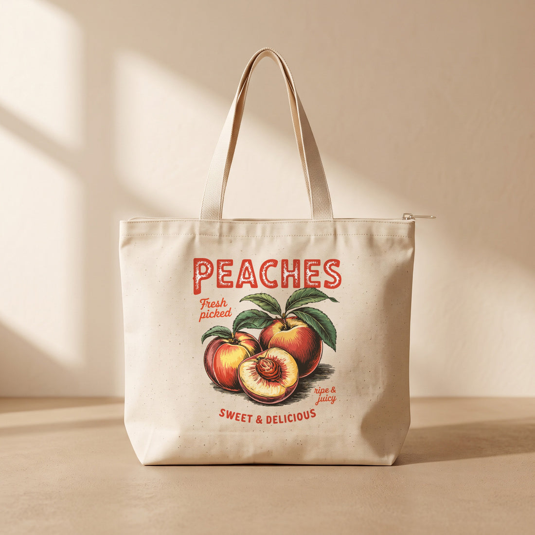 Peaches - Fermuarlı Tote Bag